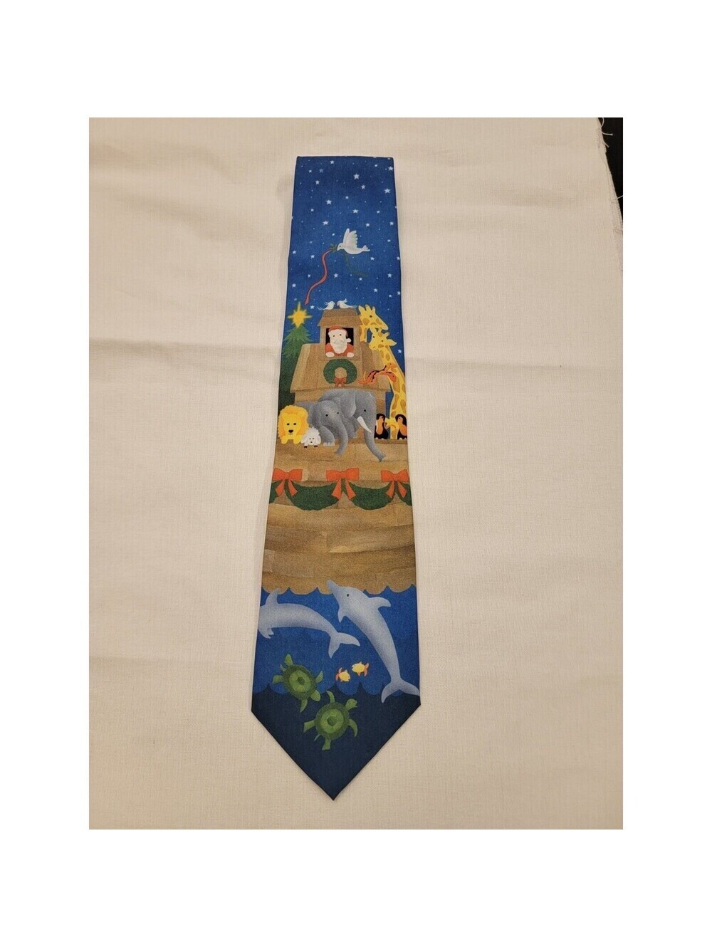 Vintage Ralph Marlin 1998 Christmas Noah's Ark Men's Necktie NWT